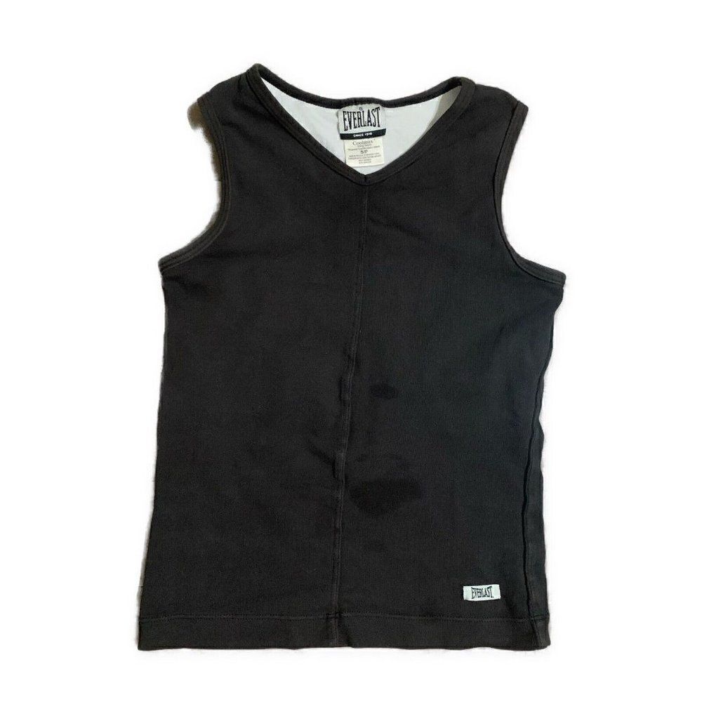 Everlast Womens Solid Black Fitted V Neck Tank Top Athletic Small